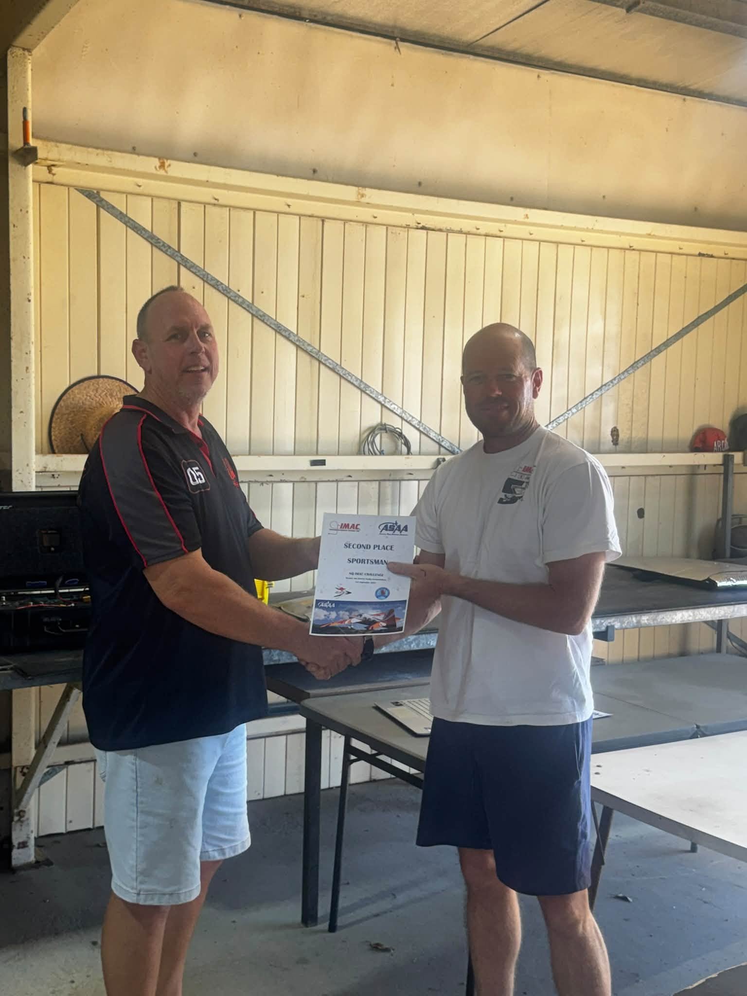 Sportsman Second Place Certificate Presentation to Ben