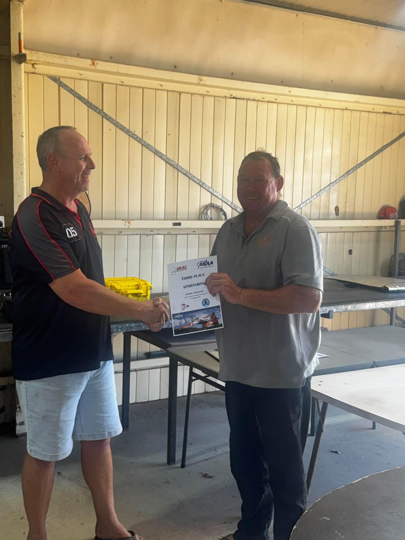 Sportsman Third Place Certificate Presentation to Colin
